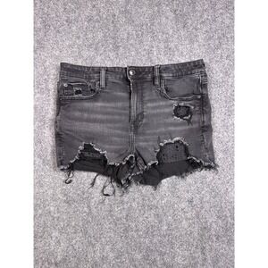 American Eagle Cutoff Shorts Women size 12 Outfitters Distressed Denim Black